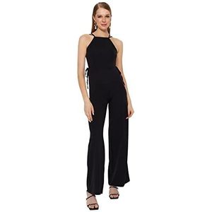 Trendyol Dames Plain Geweven Jumpsuit, Zwart, 38, Zwart, 64