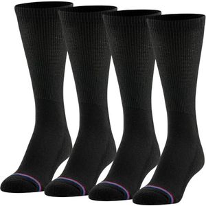 MediPeds womens Peds Crew With Non-binding Top Cushion 4 Pairs diabetic socks and shoe insoles, Black, Men s 6-9 Women 7-10 US