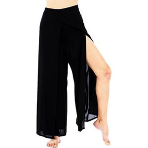 Lofbaz Slit Leg Palazzo voor vrouwen meisjes moederschap vrouwen flowy yoga broek, Vaste zwart, M