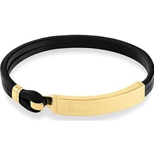 Calvin Klein Heren CK ICONIC FOR HIM Collectie Leren Armband Zwart - 35000408, Eén maat, Leer, Geen edelsteen