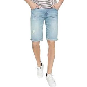 Koton Oversized denim shorts voor heren, geribbeld, zakken, detail, Light Indigo (600), 33