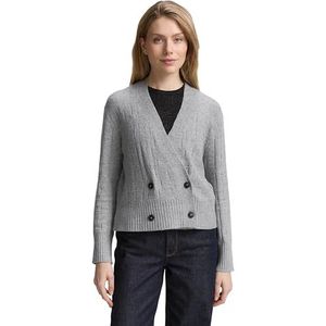 TOM TAILOR Cardigan gebreide jas voor dames, 21373 - Medium Silver Grey Melange, XL