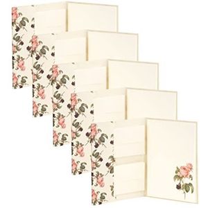 Rössler 1173524000-5 - briefpapierset ""rozenpatroon"", 5 briefpapiermappen met elk 10 vellen met 10 enveloppen, 185 x 250 mm