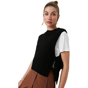 Trendyol Dames Regular Basic Crew Neck Knitwear Trui, Zwart, M