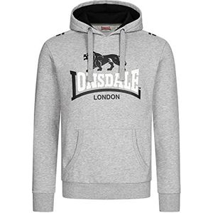 Lonsdale ULLAPOOL Sweatshirt met capuchon voor heren, normale pasvorm, Marl Grijs/Zwart/Wit, L 117370