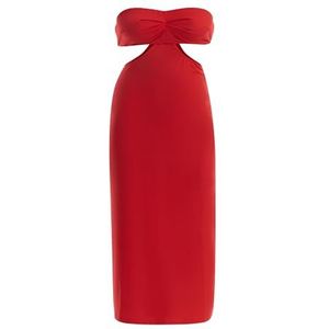 faina Dames midi-jurk met cut-outs 19227026-FA01, rood, S, Midi-jurk met cut-outs, S