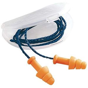 Honeywell 1011239 Howard Leight SmartFit herbruikbare oordopjes met kabel, oranje, geschikt voor alle maten, flensvormig, SNR 30 dB, geschikt voor bouw/mijnbouw (verpakking van 50 paar)
