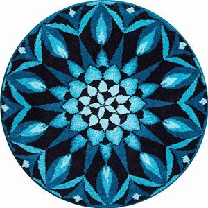 Grund ERKENNS-Mandala ronde ø 80 cm, turquoise badtapijt, kunstvezel, 80 x 12 x 1,8 cm