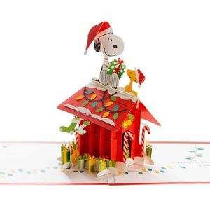 Hallmark Papieren Wonder Kerstkaart - Pop-Up Pinda's Snoopy's Hondenhuis met Woodstock