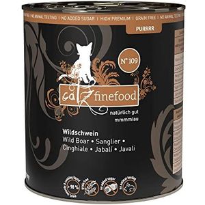 catz finefood Purrrr Wilde zwijn Monoprotein kattenvoer nat N° 109, voor voedingsgevoelige katten, 70% vleesgehalte, 6 x 800 g blik