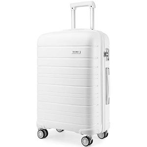 Kono Lichtgewicht Hard Shell Koffer Travel Carry On Bagage, Wit, Cabin 20 Inch, Cabine Hard Shell Koffer