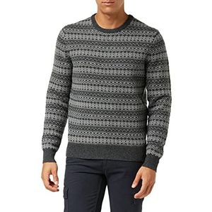 Hackett London Heren Monochro FairiSL CRW Pullover Sweater, BLK/Charcol, S