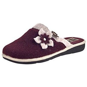 Manitu Home 320390 platte pantoffels voor dames, Rood Bordeaux Beige, 39 EU