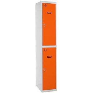 SimonRack kledingkast, metaal, 2 deuren, inclusief sleutel, 1800 x 300 x 500 mm, grijs/oranje – Simonlocker