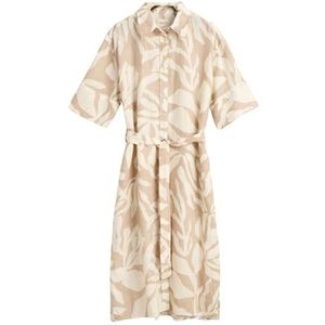 REL Palm Print Linnen Shirt Dress, Dry Sand, 34