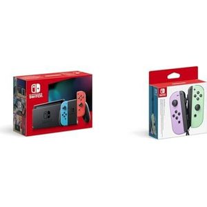Nintendo Switch Console (Neon Blauw/Neon Rood) & Nintendo Switch Joy-Con Controller Pair - Pastel Purple/Pastel Green (Switch)