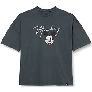 Recovered Uniseks Disney Mickey Signature Oversized Washed Black by XXL T-shirt, zwart, XXL