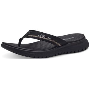 s.Oliver Comfortabele teenslippers voor dames met dikke zool, zwart, 36 EU