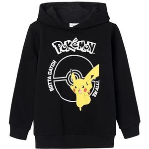 NAME IT Nkmnoscar Pokemon Sweat Wh Bru Noos Bfu capuchontrui voor jongens, zwart, 122/128 cm