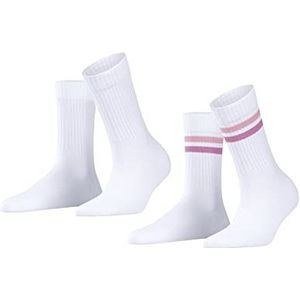 ESPRIT Dames Sokken Tennis Stripe 2-Pack W SO Katoen eenkleurig Multipack 2 Paar, Wit (Woolwhite 2060), 35-38