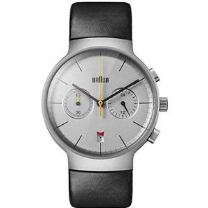 Braun Heren analoog kwarts horloge met lederen armband BN0265SLBKG, zilver, Band