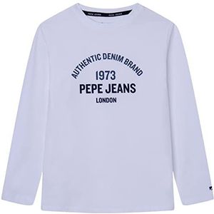 Pepe Jeans Timothy T-shirt voor jongens, Wit, 18 jaar