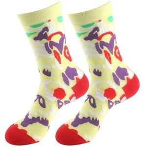 LILY MAJA 2 paar, unisex katoenen sneaker sportsokken kalf sokken, kleurrijke casual sokken met patroon (model S298, EU35-39), geel, 35/39 EU