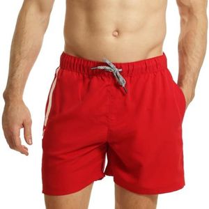 RIPT Performance Heren Essentials Quick Dry UV 50 Zonnebescherming Zwemshort Trunks,Rood/Wit, S
