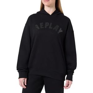 REPLAY Dameshoodie met logo, Black 098 (zwart), L