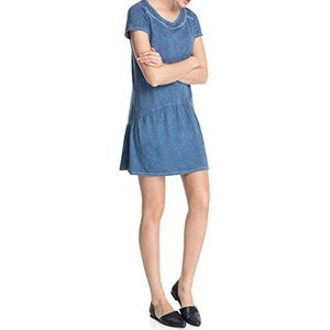 ESPRIT Dames A-lijn jurk van jersey, Mini, effen, blauw (Inked Blue 524)., L