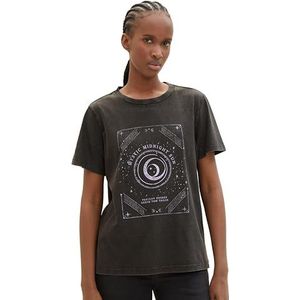 TOM TAILOR Denim T-shirt voor dames, 14482 - Deep Black, XS