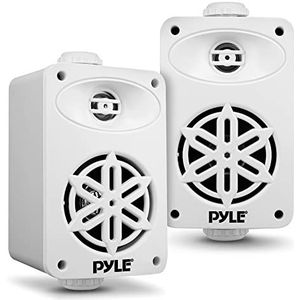 Pyle Indoor Outdoor Speakers Pair - 200 Watt Dual Waterproof 3.5” 2-Way Full Range Speaker System w/ 1/2” High Compliance Polymer Tweeter - In-Home, Boat, Marine, Deck, Patio, Poolside (White)