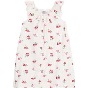Petit Bateau Nachtjapon met korte mouwen voor meisjes, wit/multico, 6 Jaren