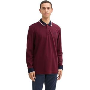 TOM TAILOR Poloshirt voor heren, 36432 - Bourgundy Dark Red Two Tone, M