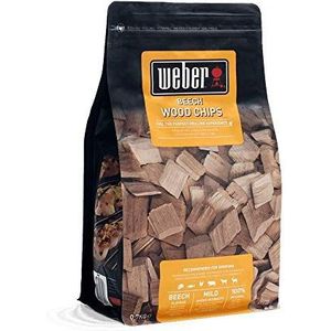 Weber Beukenhout Houtsnippers | Hardhout | 0,7 Kg | BBQ Smoker Houtsnippers | Barbecue & Smoker Brandstof | Alternatief Voor Briketten | 100% Natuurlijke Houtsnippers (17622)