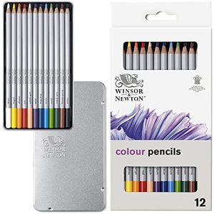 Winsor & Newton 0490012 Precisie kleurpotloden voor kunstenaars in een set, levendige kleuren, hoogwaardige kunstenaarspigmenten voor kleurkrachtig tekenen in meerdere lagen - Kleurpotloden Set - 12