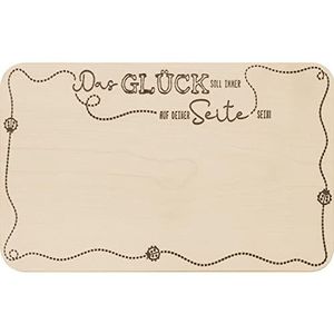 GRUSS & CO Houten plankje motief ""geluk"" | snijplank van esdoornhout, met ingebrande tekst, 24 cm x 15 cm x 1 cm | broodtijd, ontbijt, koken, cadeau | 48067