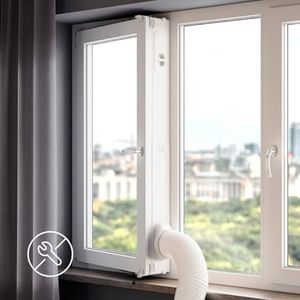 AEG AWKIT5 Premium Window Kit/snelle installatie/raamafdichtingsset, efficiënte koeling, energiebesparend, geschikt voor alle draagbare airconditioners met een slangdiameter van 15 cm, grijs-wit