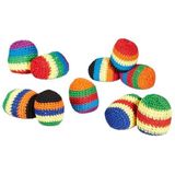 Relaxdays Kickball Set van 10 gebreide bonenzakjes, gevuld jongleerballen, voor kinderen en volwassenen, kleurrijk, Ø 5,5 cm