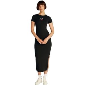 Tommy Jeans Bodycon jurk met logo voor dames, Zwart (zwart), XXS