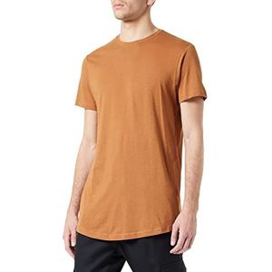 Urban Classics Heren gevormd lange korte mouwen lang T-shirt, ronde hals, 100% jersey katoen, beschikbaar, maten: XS-5XL - bruin - XXL