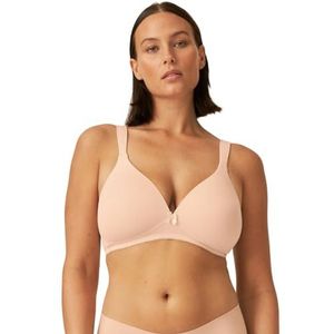 Naturana® Beha voor dames, zonder beugel, cup A-D, 100% gevoerde bandjes, beha zonder beugel met naadloze cups, comfortabele damesbeha met band onder de borst, lichtbeige, 100A