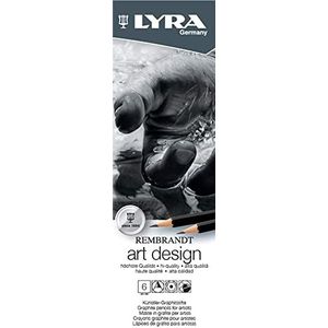 LYRA Rembrandt Art Design Grafietstiften voor Beeldende Kunst, Zeshoekig, Metalen Doos, Verschillende Graduaties, 6 Stuks