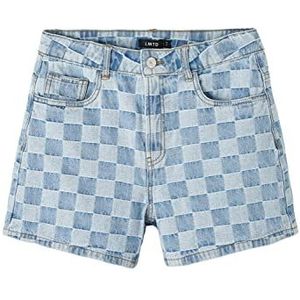NAME IT Girl's NLFCHECKIZZA DNM HW MOM Shorts, Medium Blue Denim/Checks: Checks, 158, Medium Blue Denim/Checks: Checks, 158 cm