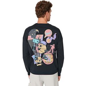 Trendyol Man Herenkleding Oversize Basic Crew neck Knit Sweatshirt, Marineblauw, M, Donkerblauw, M