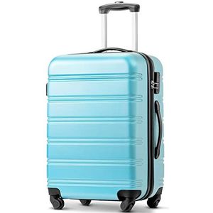 Merax Koffer trolley koffer, ABS harde schaal, bagage, lichte reiskoffer, handbagage, uitbreidbaar, 4 wielen, combinatieslot, XL-74,5 x 50,5 x 31,5 cm, lichtblauw, XL, hard, Lichtblauw, XL, hard geval