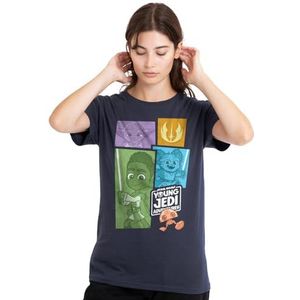 Star Wars Young Jedi Adventure Blocks dames T-shirt, diep marineblauw, klein, Diepe marine, S