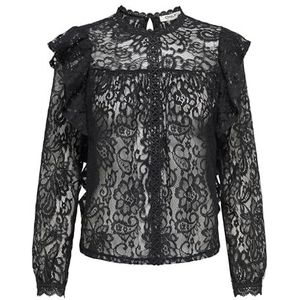 Onlnew - Top - O-hals - Lange Mouwen - Knoopsluiting - Ruche Detail - Regular Fit