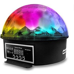 Audibax Magic Ball Mini Star partylicht met DMX-aansluiting, 6 leds met hoge helderheid, 3 W, RGBAW, verbruik 20 W, synchronisatie met muziek of automatische modus, microfoon en ventilator