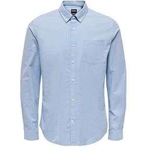 ONLY & SONS ONSNEIL Herenhemd slim fit XS S M L XL XXL wit katoen, Cashmere Blue/Stripes: witte strepen, XXL